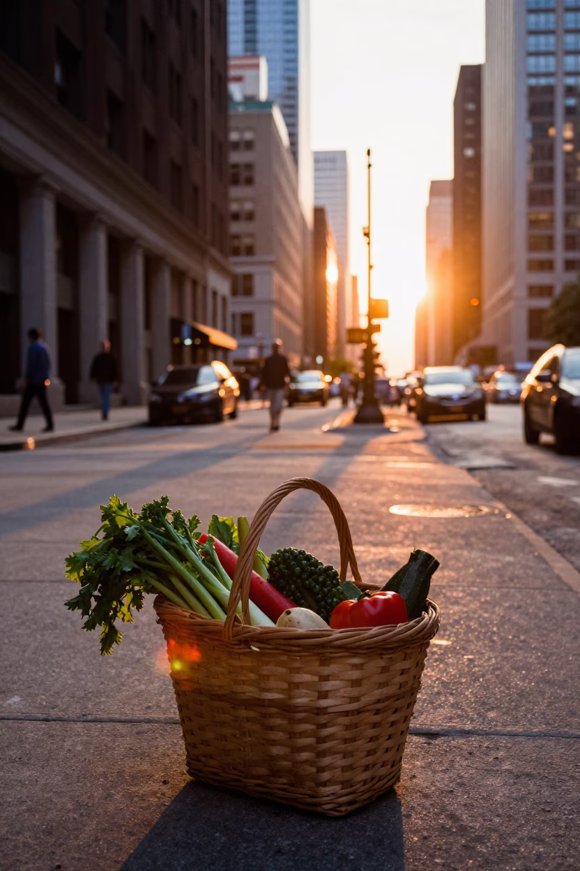 Street Scene in Chicago at Golden Hour in in Chicago, Illinois, United States