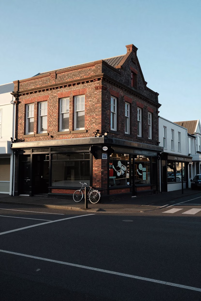 Street Scene in Christchurch at As First Light Reaches The Scene in in Christchurch, New Zealand