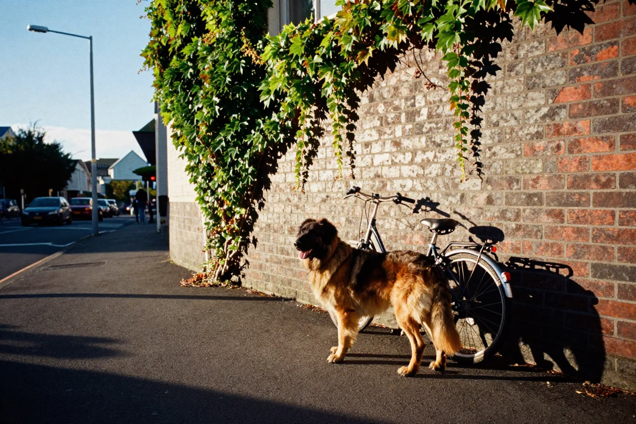 Street Scene in Christchurch at Clear Late-afternoon Light in in Christchurch, New Zealand