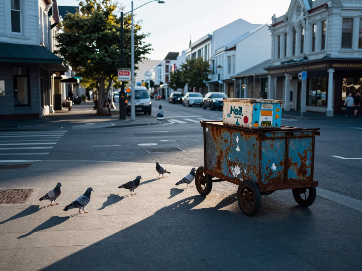 Street Scene in Christchurch at Early Morning Light in in Christchurch, New Zealand
