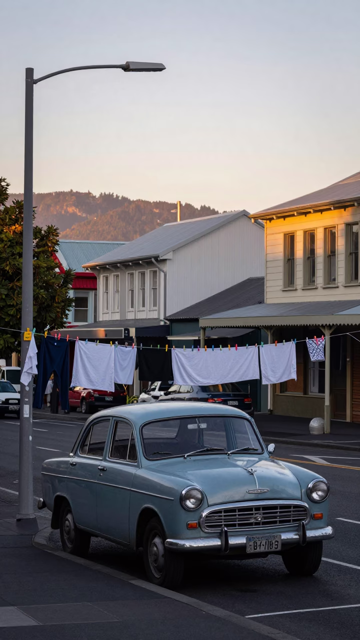 Street Scene in Christchurch at First Light Of Dawn in in Christchurch, New Zealand