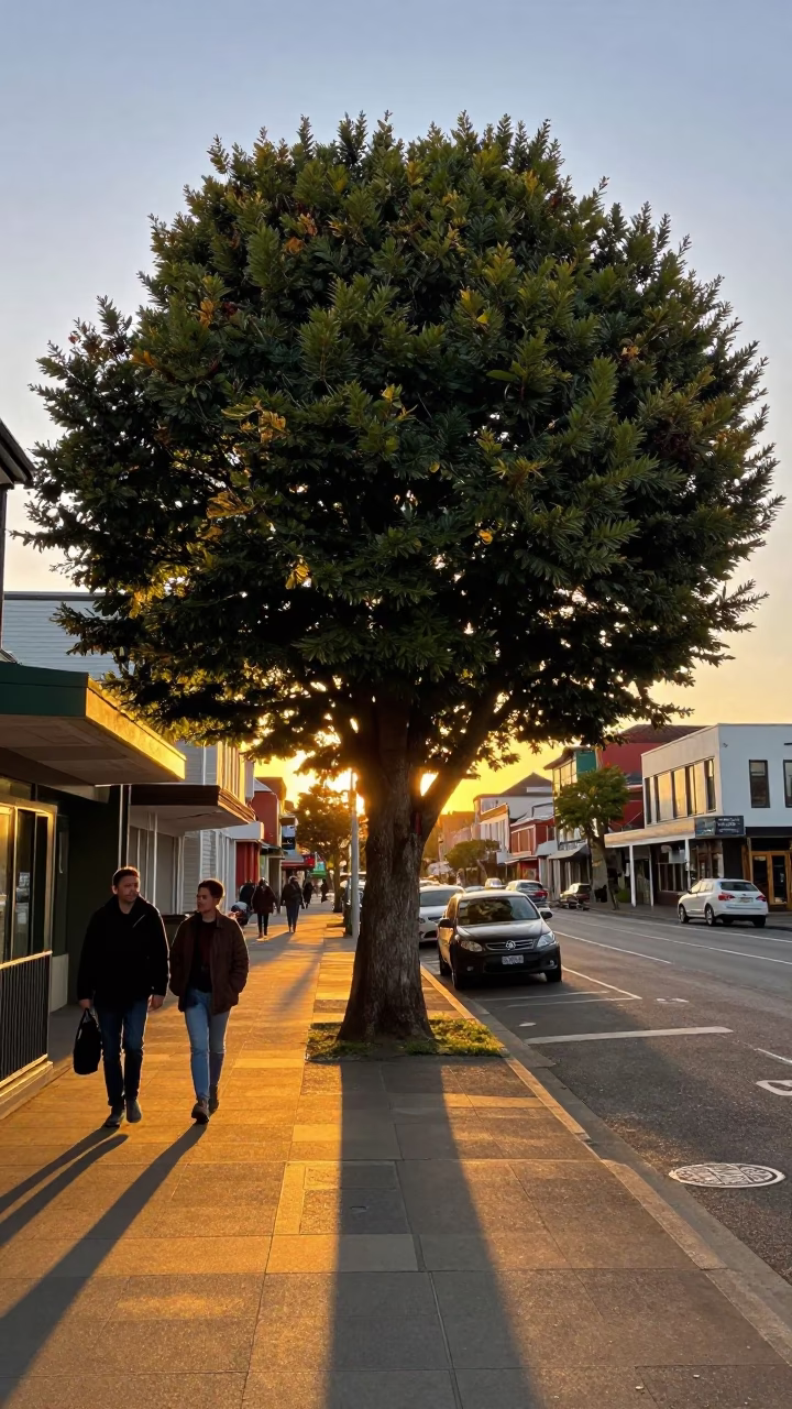 Street Scene in Christchurch at Golden Hour in in Christchurch, New Zealand