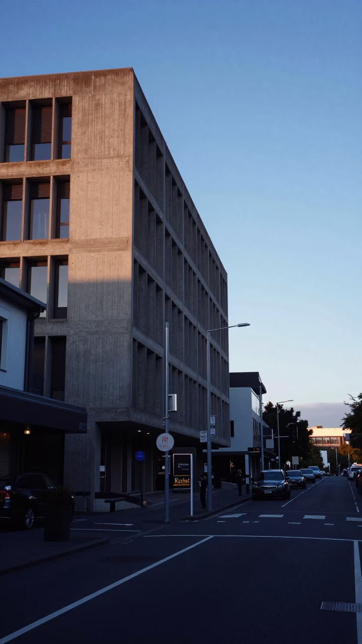 Street Scene in Christchurch at Sunrise Light in in Christchurch, New Zealand