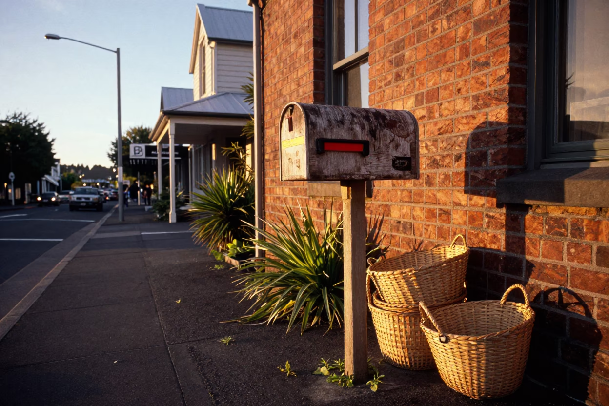 Street Scene in Christchurch at Sunset Light in in Christchurch, New Zealand