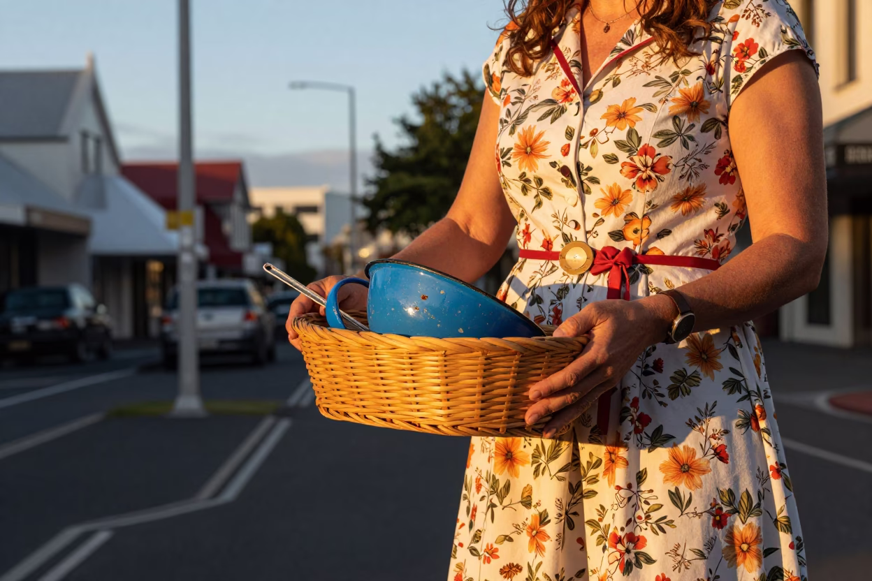 Street Scene in Christchurch at Sunset Light in in Christchurch, New Zealand
