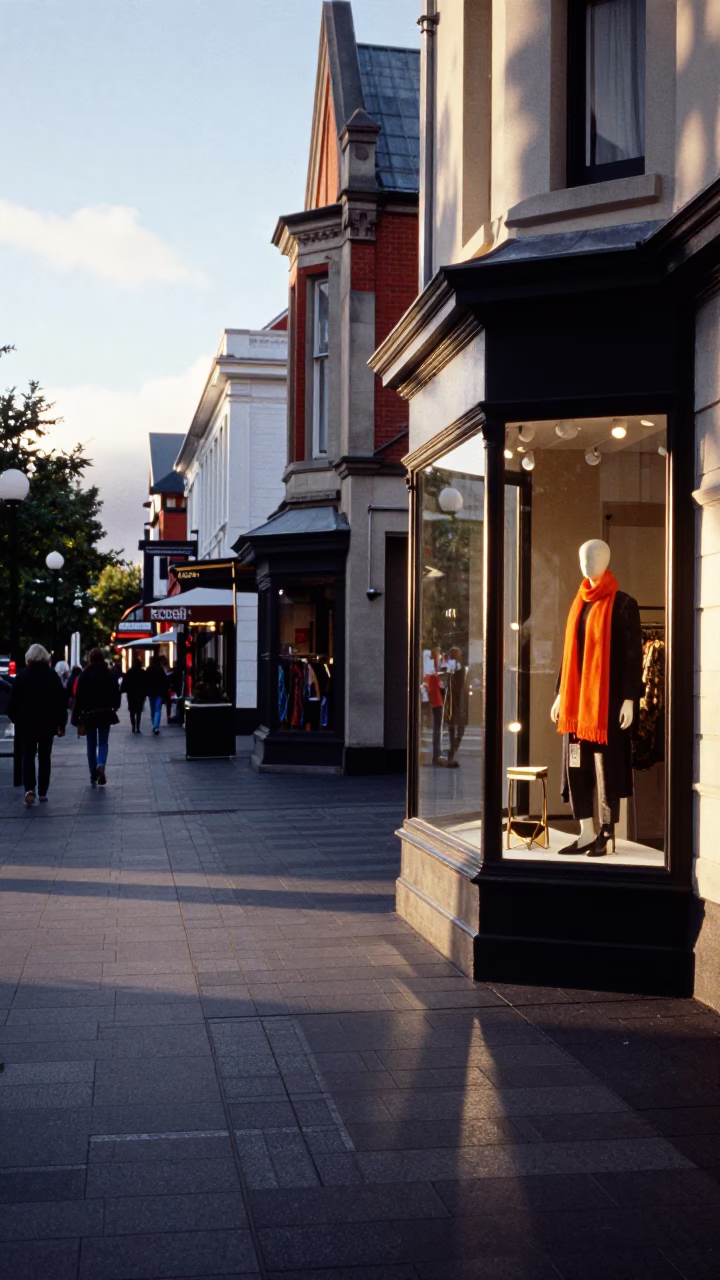 Street Scene in Christchurch at The Early Evening Light in in Christchurch, New Zealand