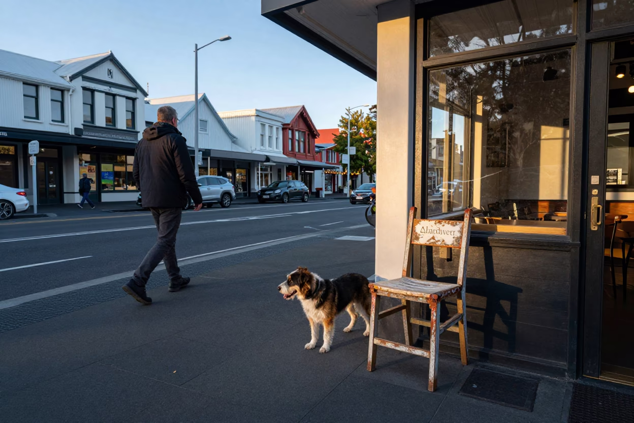Street Scene in Christchurch at The Late Afternoon Light in in Christchurch, New Zealand