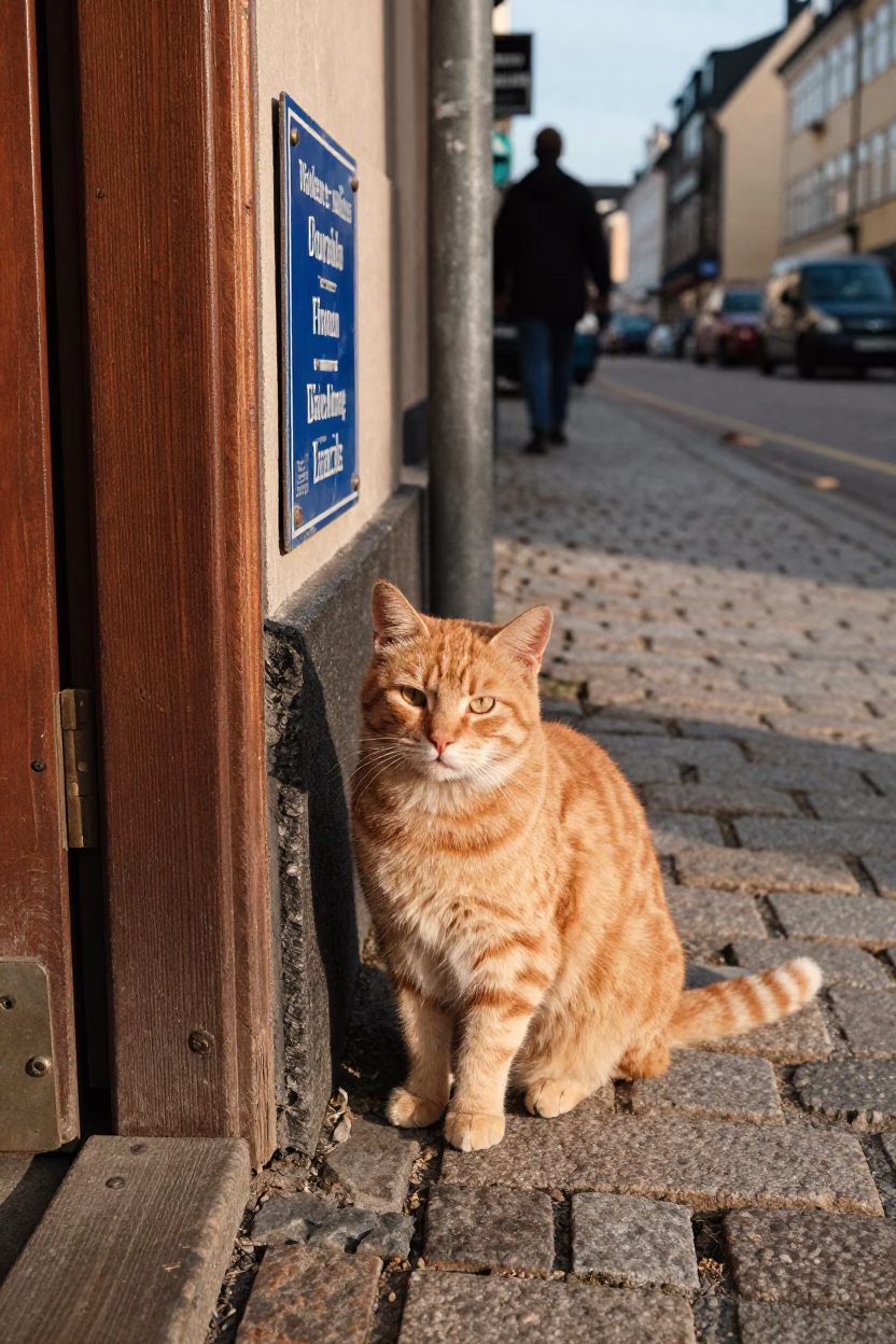 Street Scene in Copenhagen at Clear Late-afternoon Light in in Copenhagen, Denmark