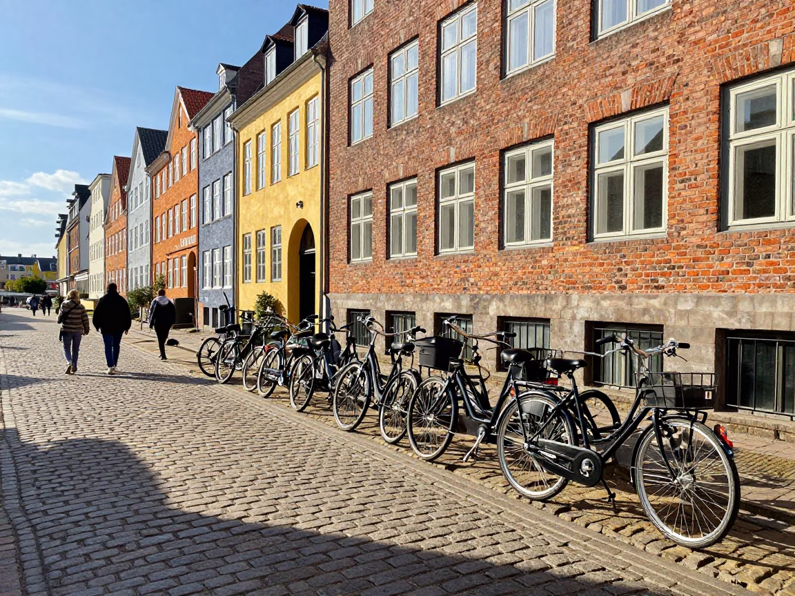 Street Scene in Copenhagen at Late Morning Light in in Copenhagen, Denmark