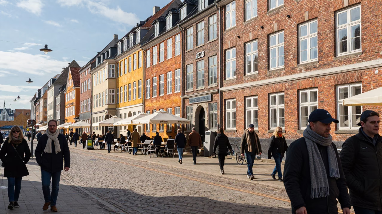 Street Scene in Copenhagen at Midday Light in in Copenhagen, Denmark