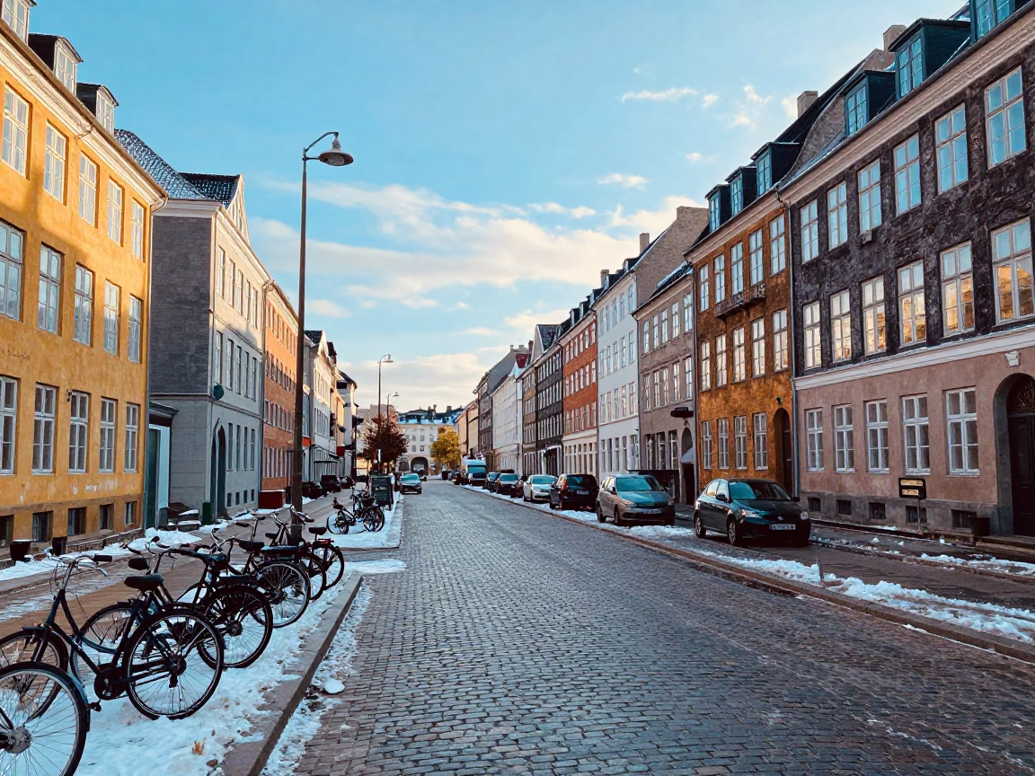 Street Scene in Copenhagen at Noon Light in in Copenhagen, Denmark