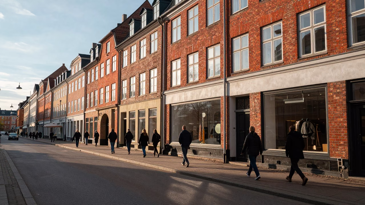 Street Scene in Copenhagen at The Early Afternoon Light in in Copenhagen, Denmark