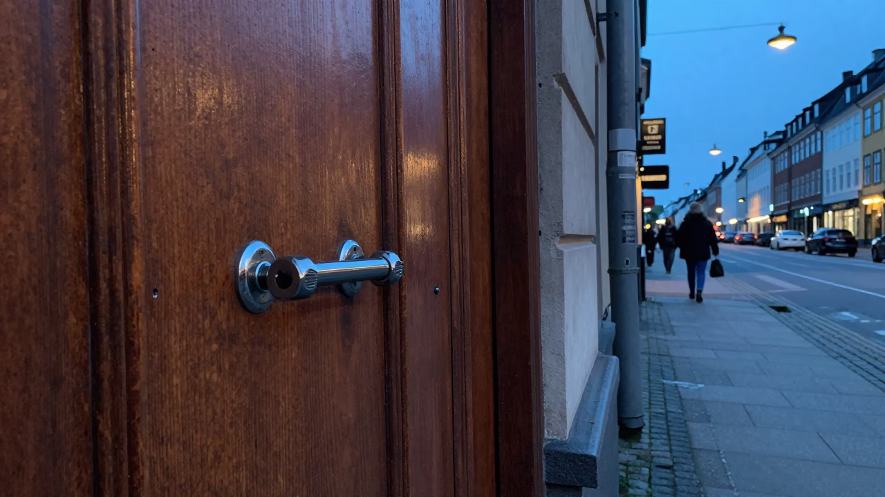 Street Scene in Copenhagen at The Last Blue Light Of Evening in in Copenhagen, Denmark