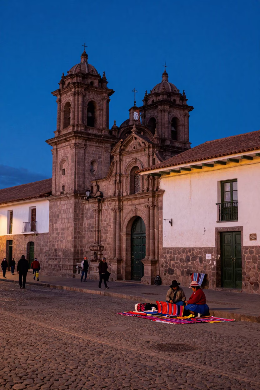 Street Scene in Cusco at Blue Hour in in Cusco, Peru
