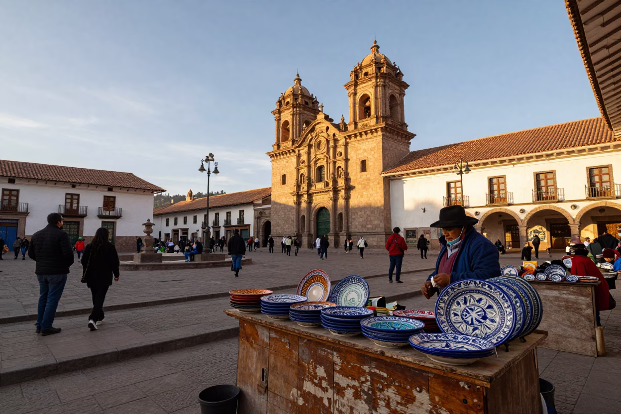 Street Scene in Cusco at Golden Hour in in Cusco, Peru
