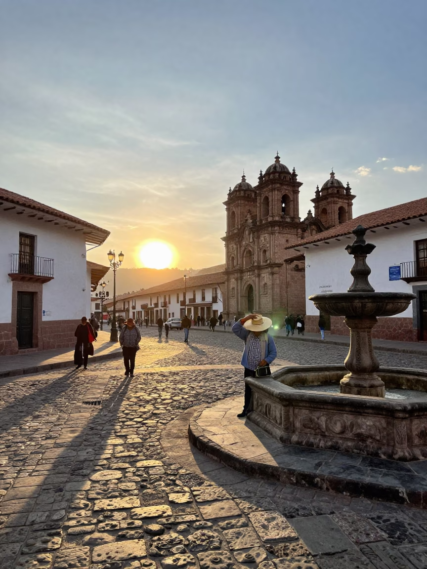 Street Scene in Cusco at Golden Hour in in Cusco, Peru