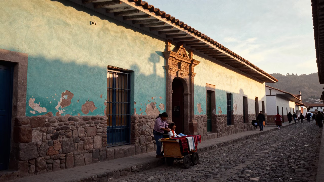 Street Scene in Cusco at Golden Hour in in Cusco, Peru