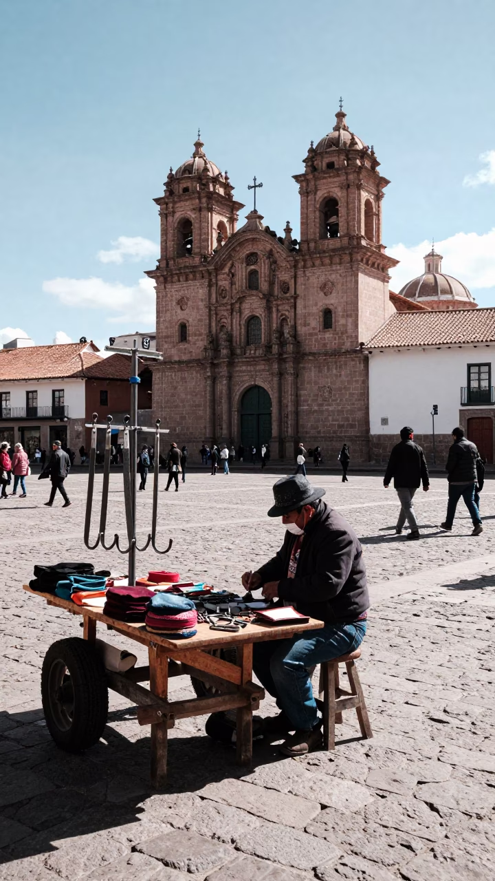 Street Scene in Cusco at Noon Light in in Cusco, Peru