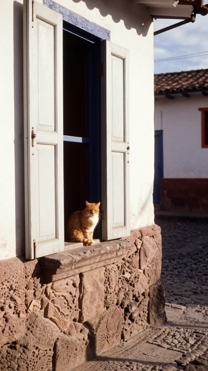Street Scene in Cusco at The Early Afternoon Light in in Cusco, Peru