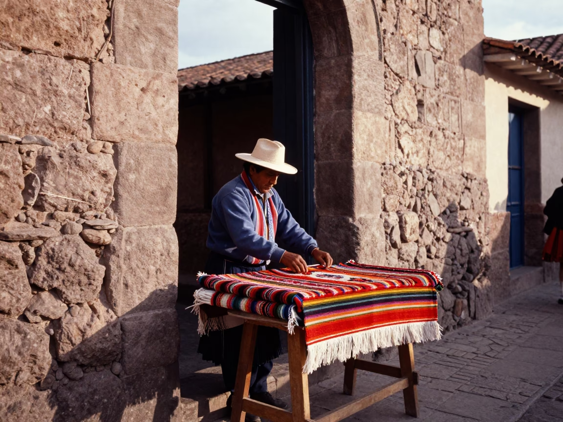 Street Scene in Cusco at The Late Afternoon Light in in Cusco, Peru