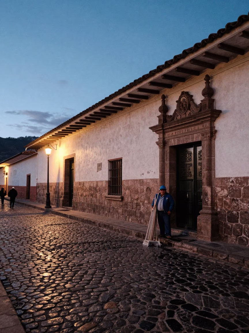 Street Scene in Cusco at Twilight in in Cusco, Peru