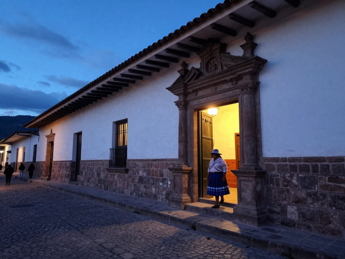 Street Scene in Cusco at Twilight in in Cusco, Peru