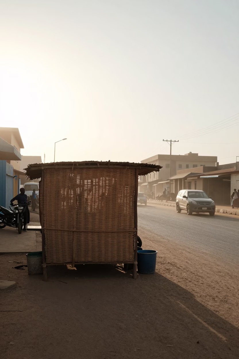 Street Scene in Dakar at As First Light Reaches The Scene in in Dakar, Senegal