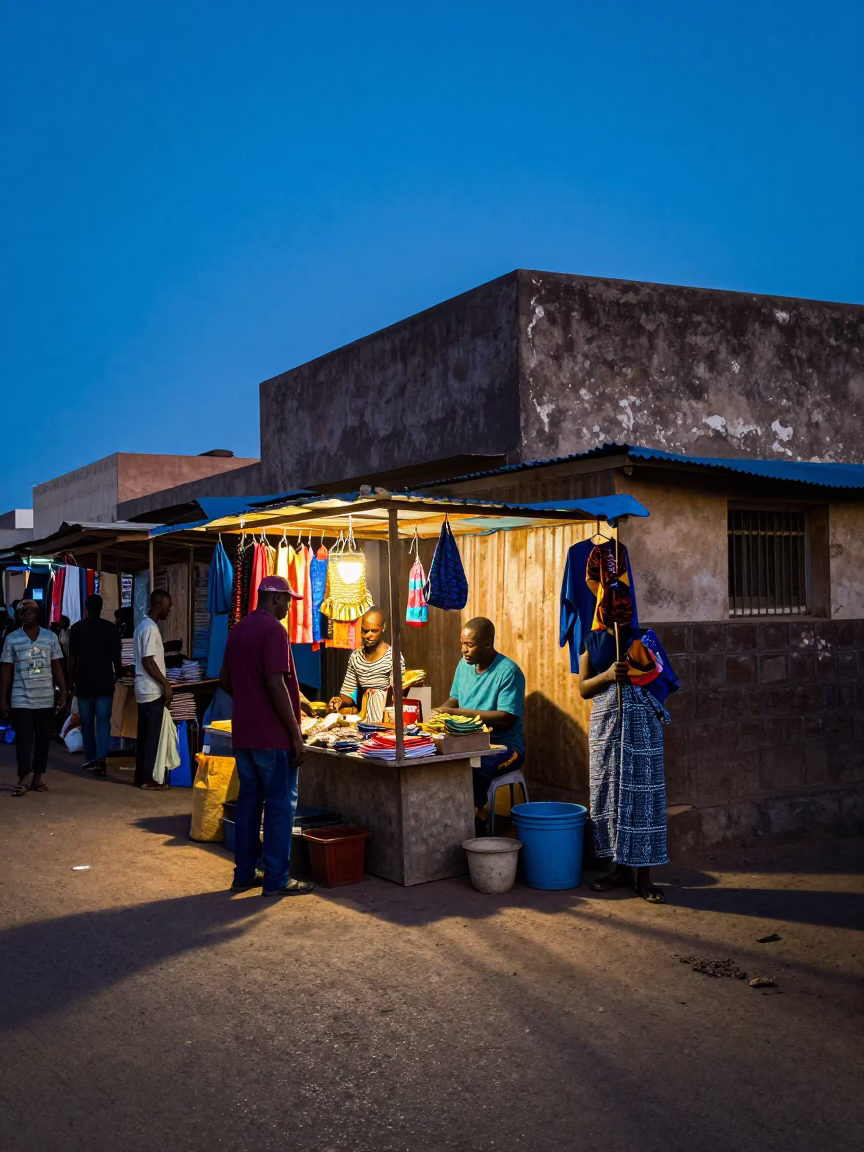 Street Scene in Dakar at Blue Hour in in Dakar, Senegal