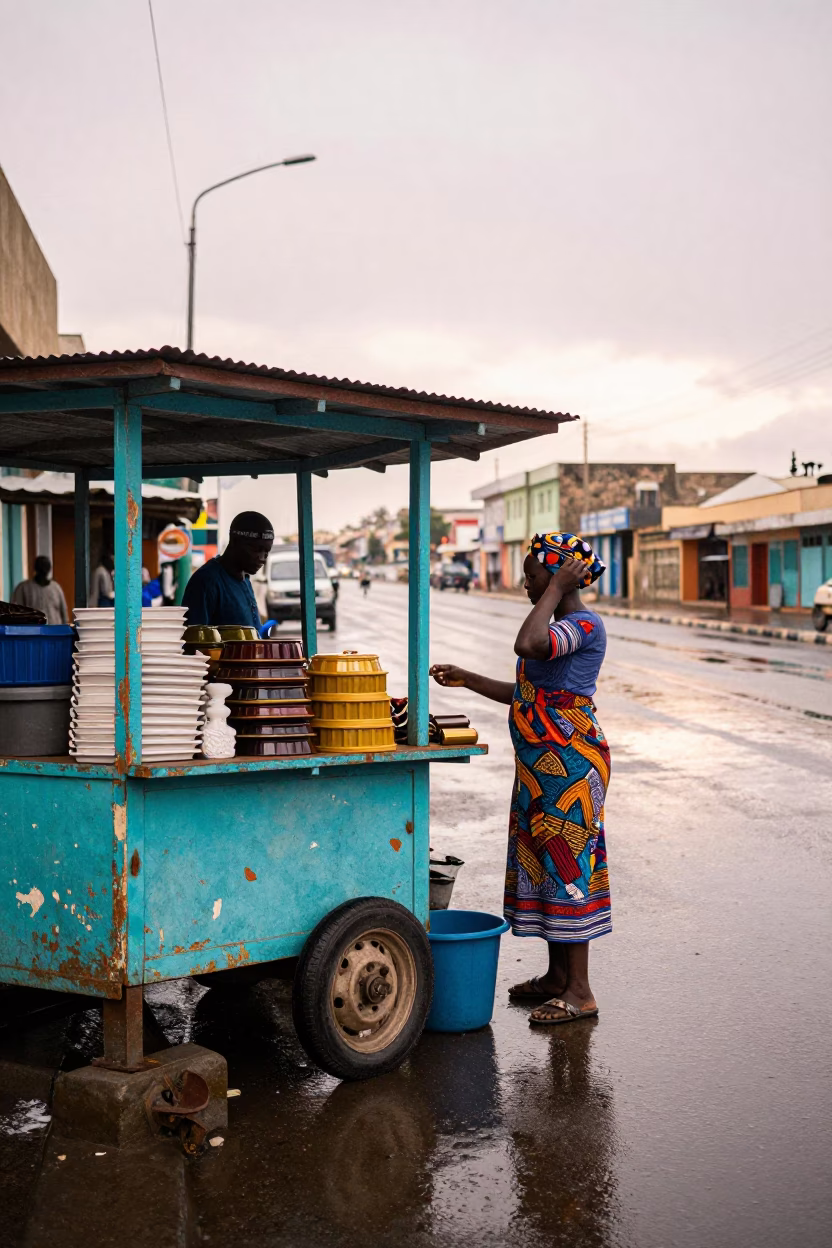 Street Scene in Dakar at First Light in in Dakar, Senegal