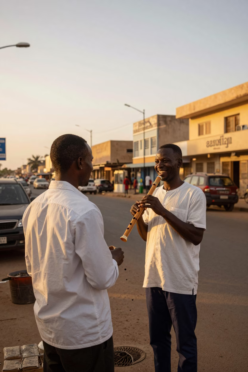 Street Scene in Dakar at Golden Hour in in Dakar, Senegal