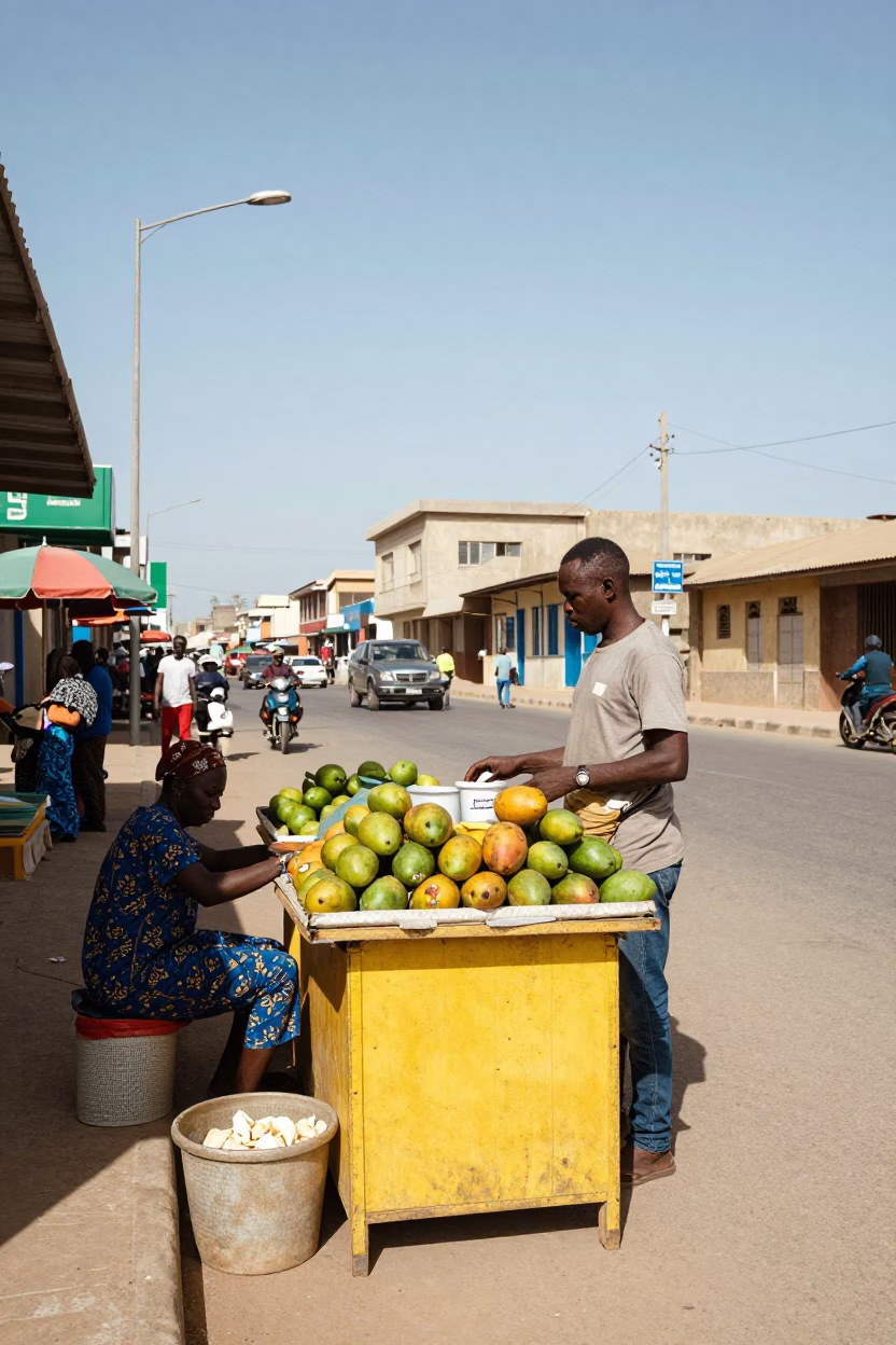 Street Scene in Dakar at The Flat Glare Of Noon Light in in Dakar, Senegal