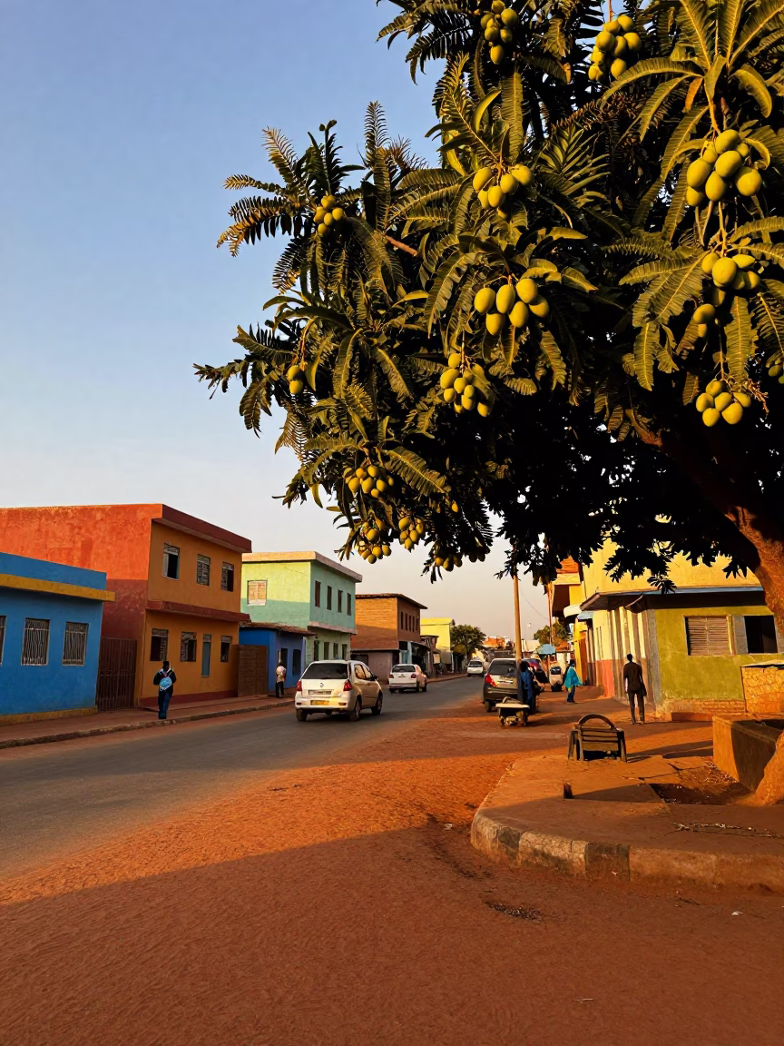 Street Scene in Dakar at The Late Afternoon Light in in Dakar, Senegal