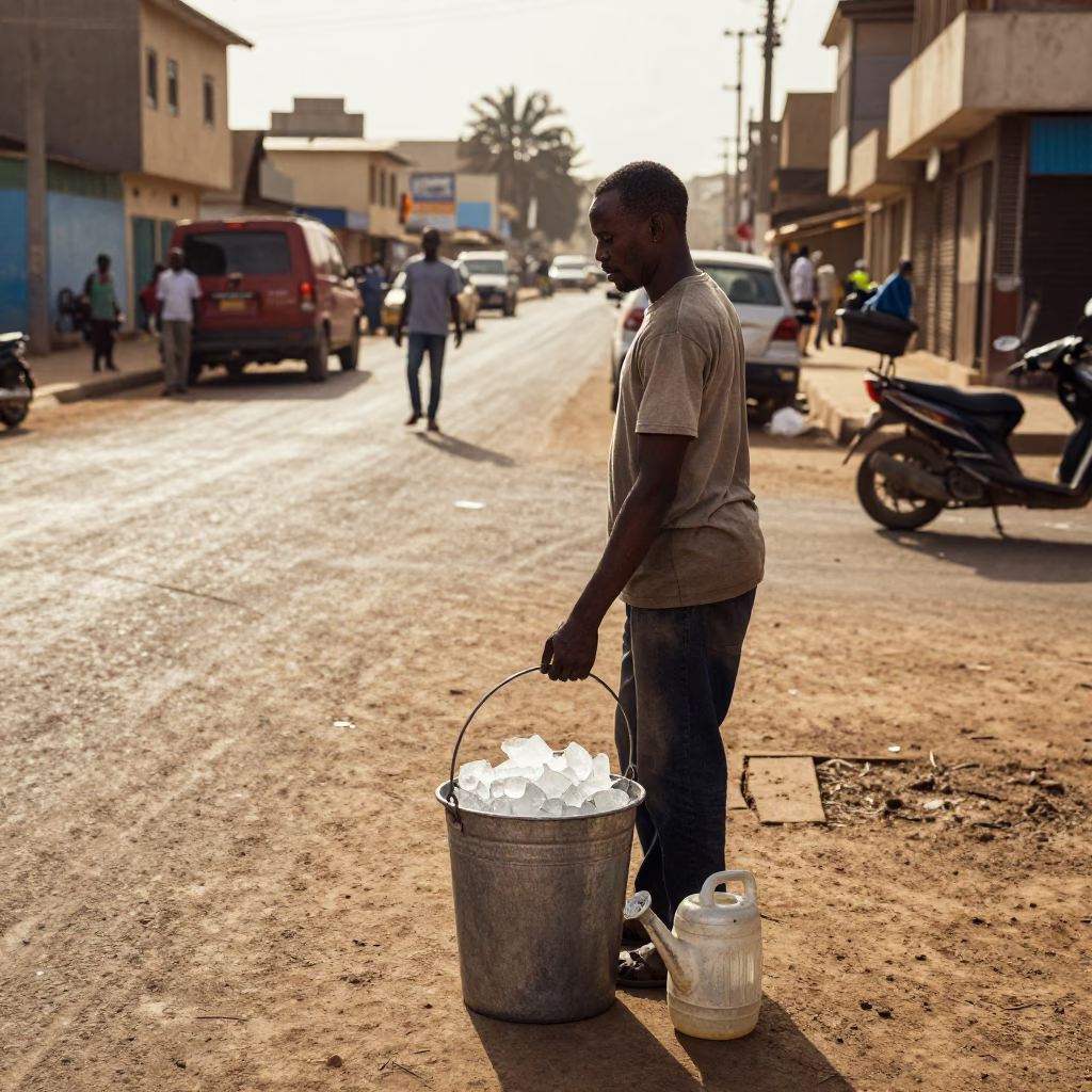 Street Scene in Dakar at The Late Afternoon Light in in Dakar, Senegal