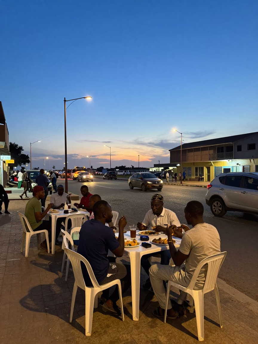 Street Scene in Dakar at Twilight in in Dakar, Senegal