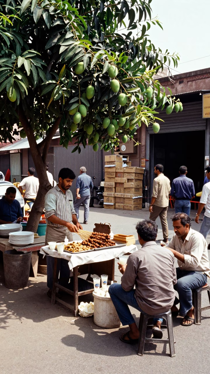 Street Scene in Delhi at Bright Midmorning Light in in Delhi, India