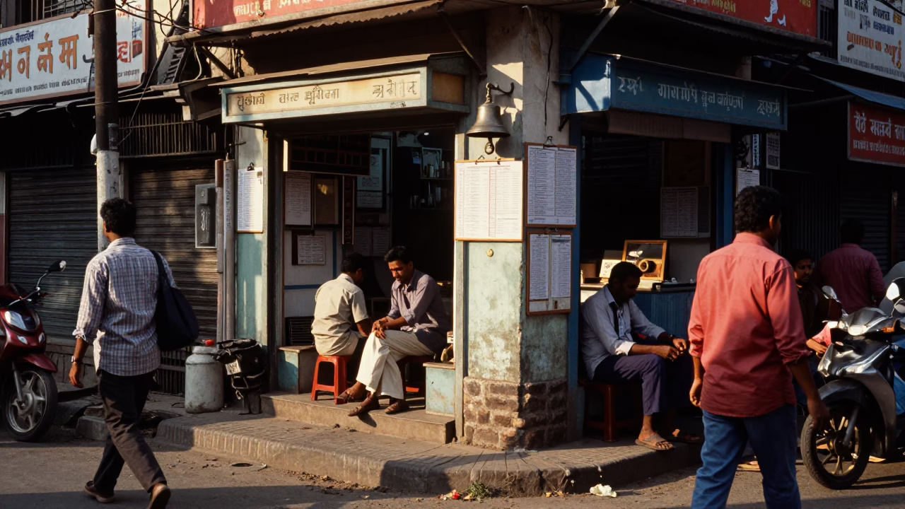 Street Scene in Delhi at Clear Late-afternoon Light in in Delhi, India