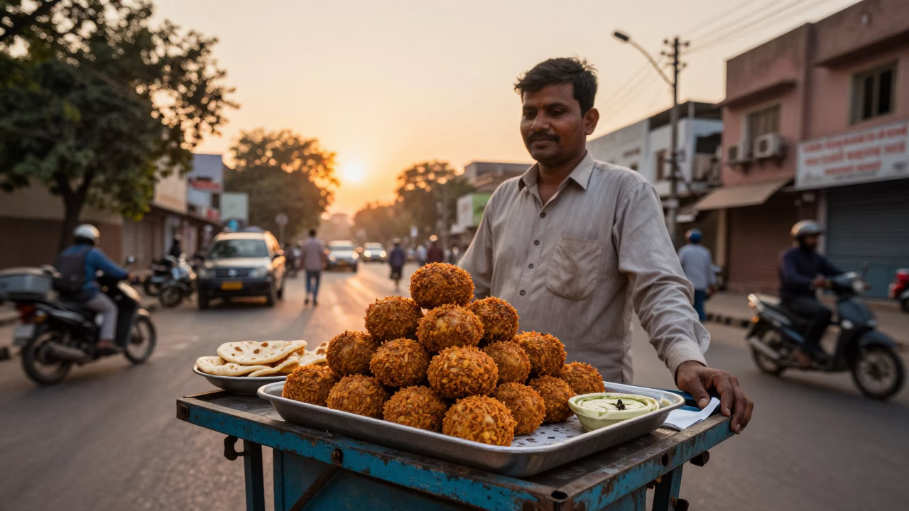 Street Scene in Delhi at Golden Hour in in Delhi, India