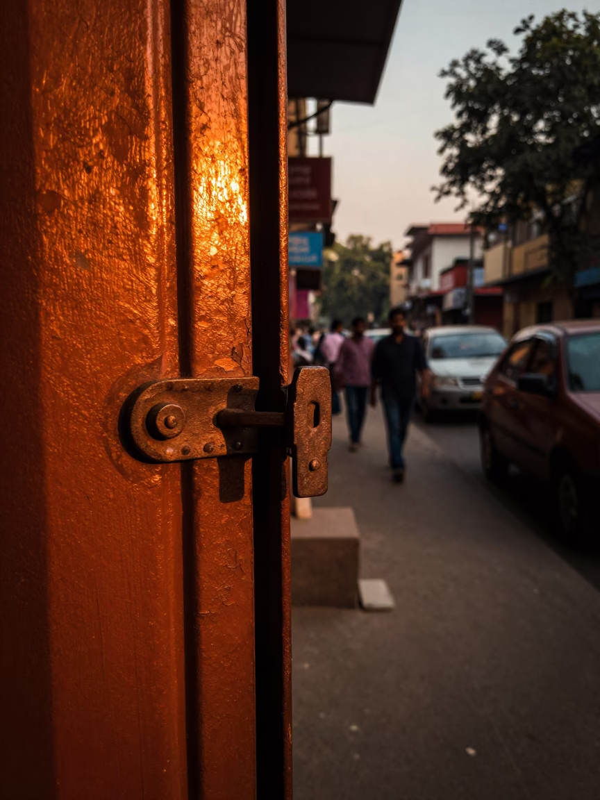 Street Scene in Delhi at Sunset Light in in Delhi, India