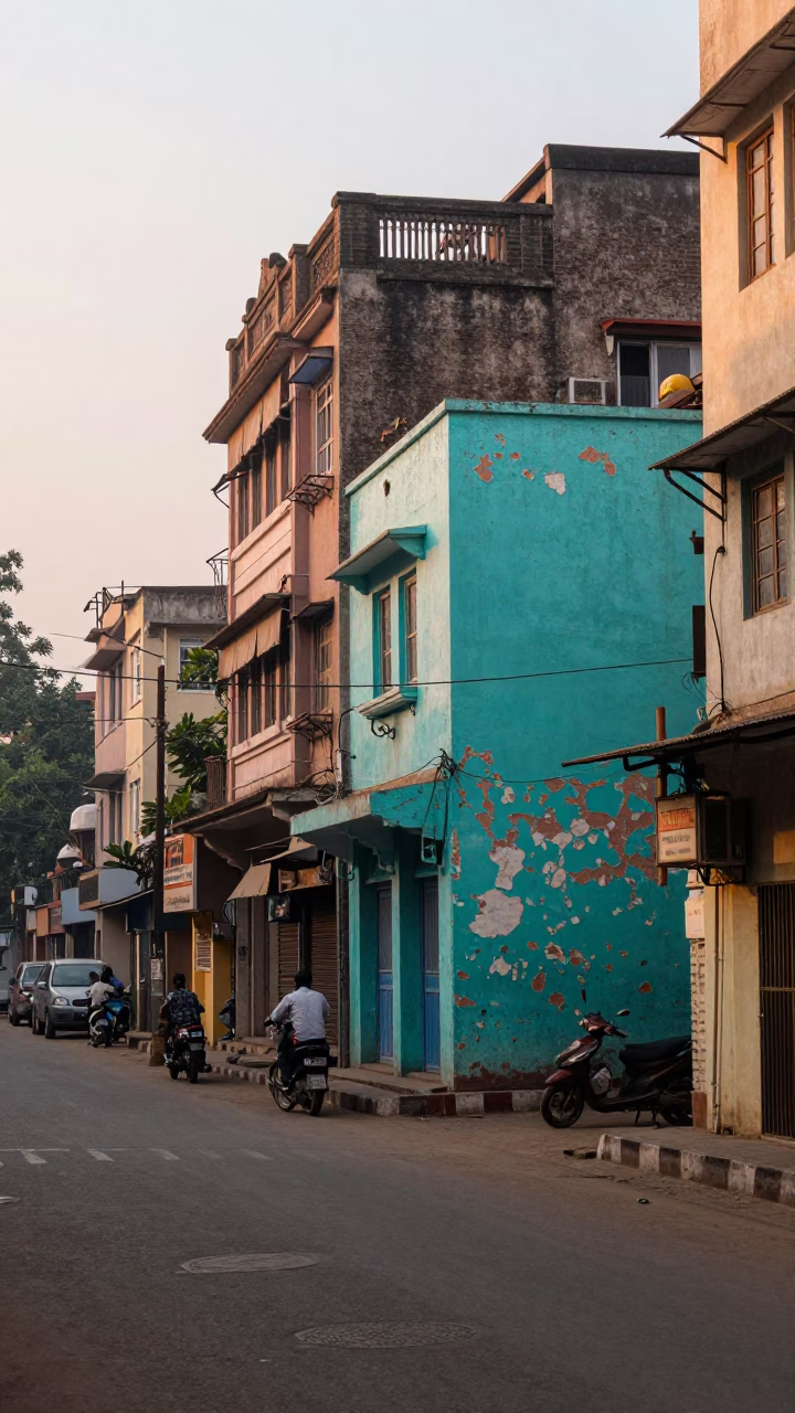 Street Scene in Delhi at The Early Morning Light in in Delhi, India
