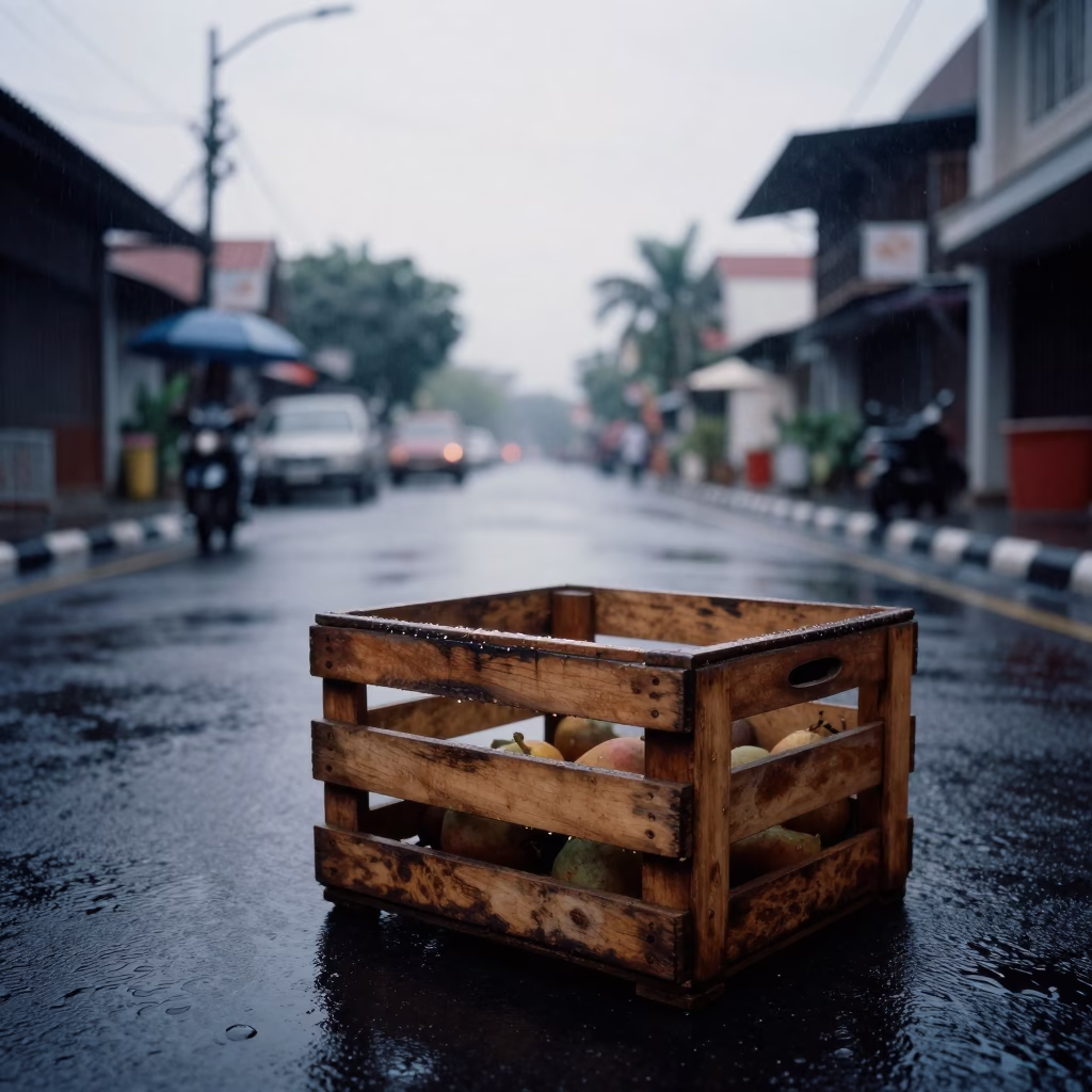 Street Scene in Denpasar at First Light in in Denpasar, Indonesia
