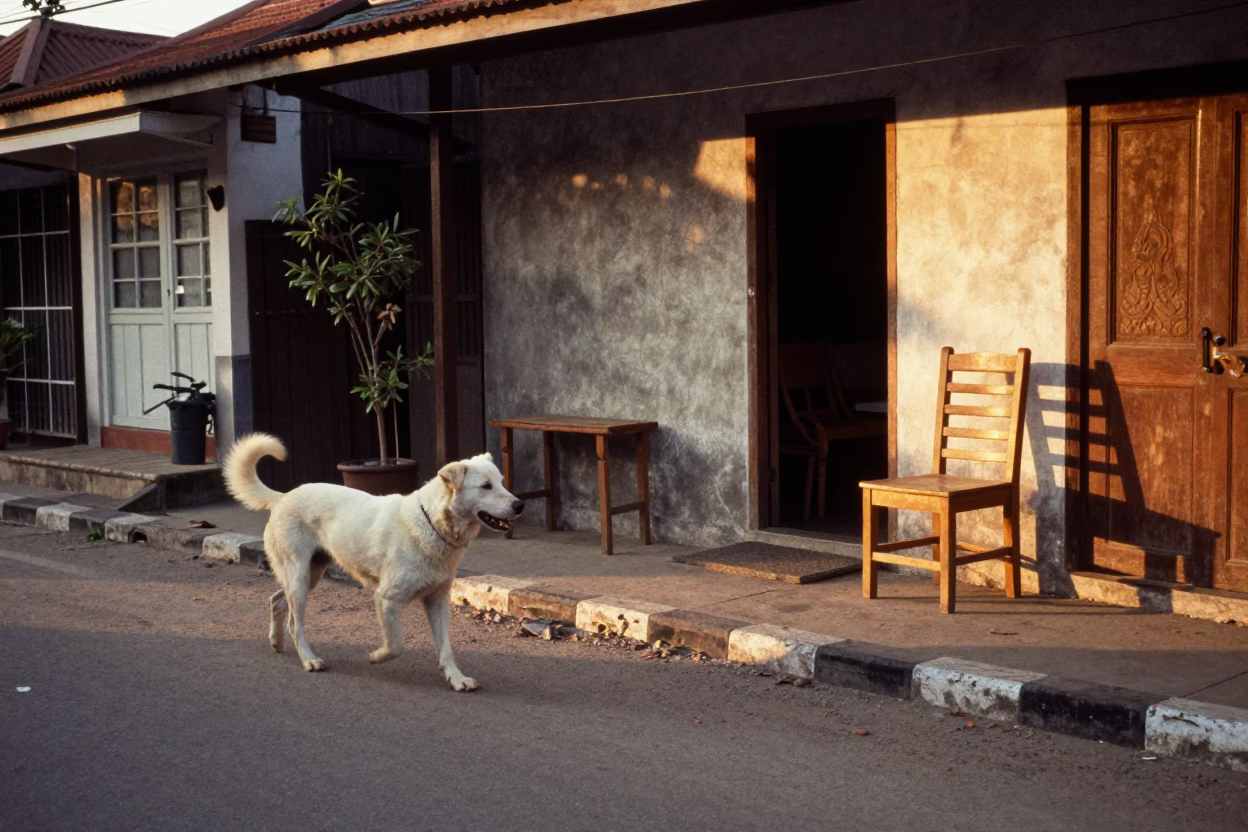 Street Scene in Denpasar at Golden Hour in in Denpasar, Indonesia