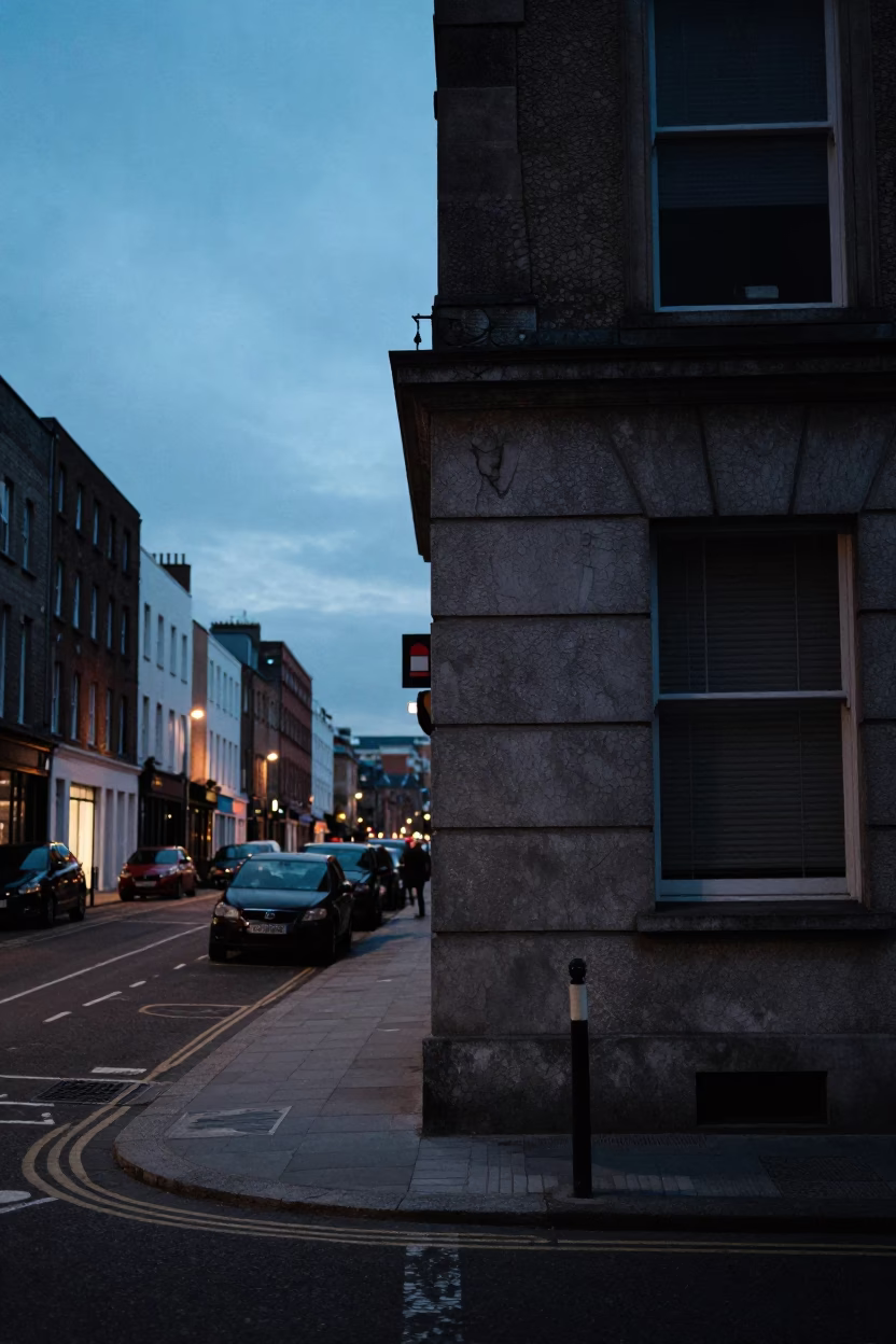 Street Scene in Dublin at Blue Hour in in Dublin, Ireland