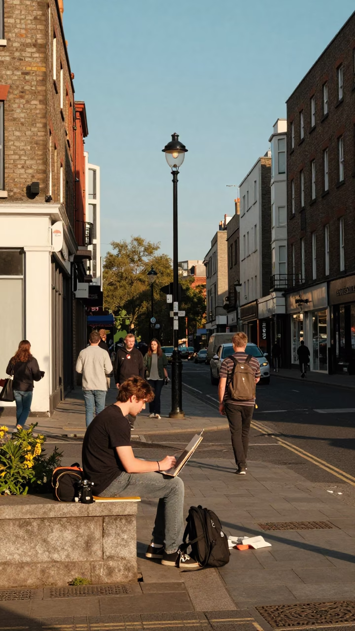 Street Scene in Dublin at Clear Late-afternoon Light in in Dublin, Ireland