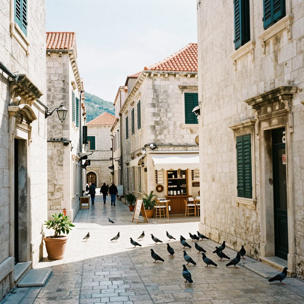 Street Scene in Dubrovnik at Late Morning Light in in Dubrovnik, Croatia