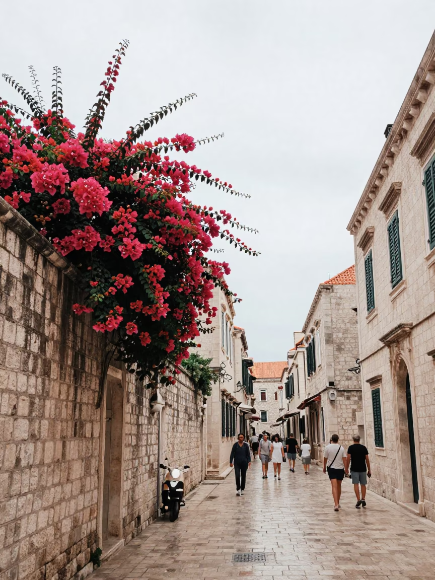 Street Scene in Dubrovnik at Midday Light in in Dubrovnik, Croatia