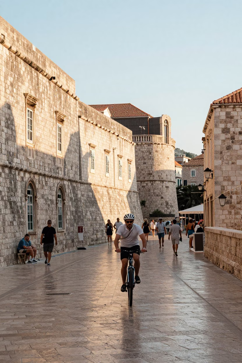 Street Scene in Dubrovnik at The Early Afternoon Light in in Dubrovnik, Croatia