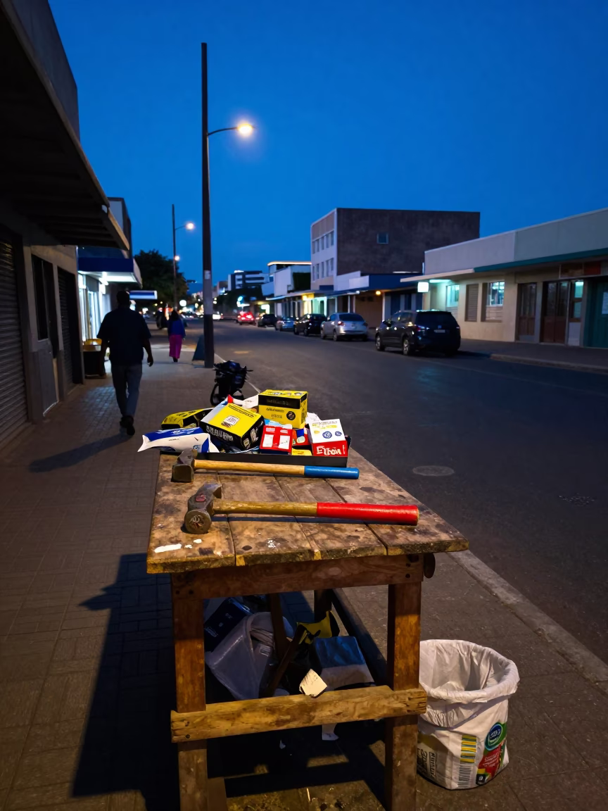 Street Scene in Durban at Blue Hour in in Durban, South Africa