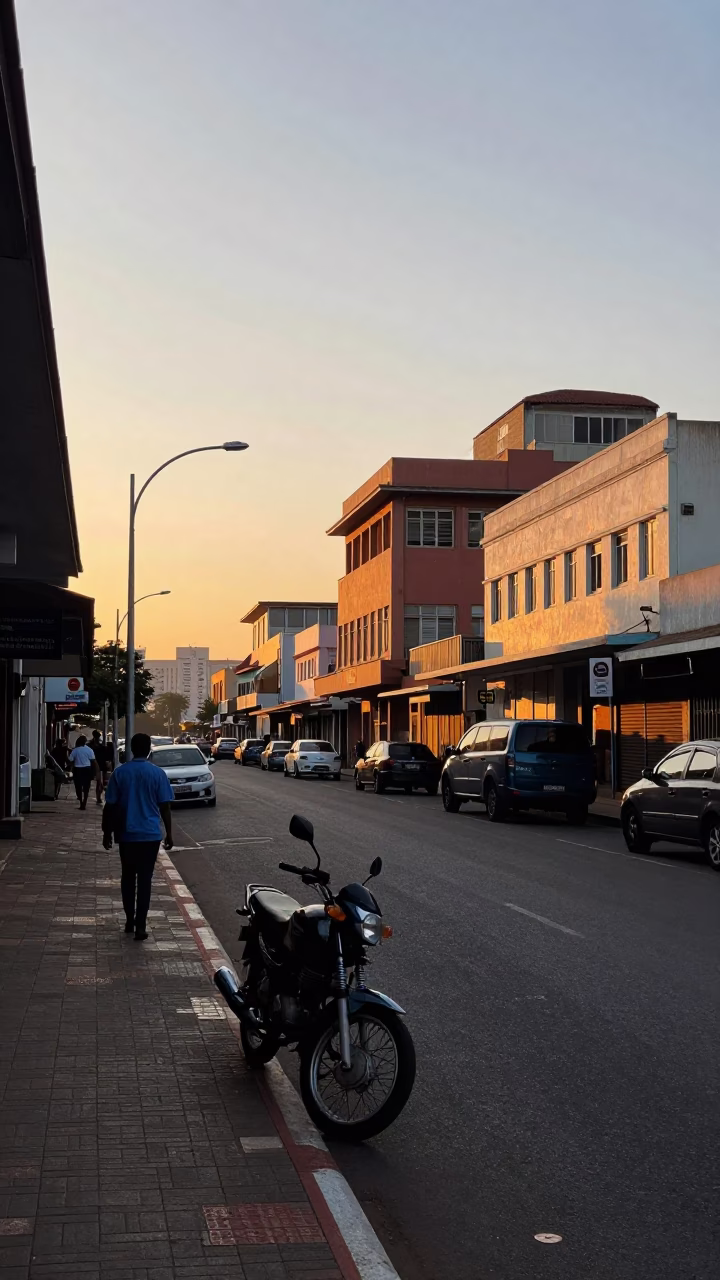 Street Scene in Durban at First Light Of Dawn in in Durban, South Africa