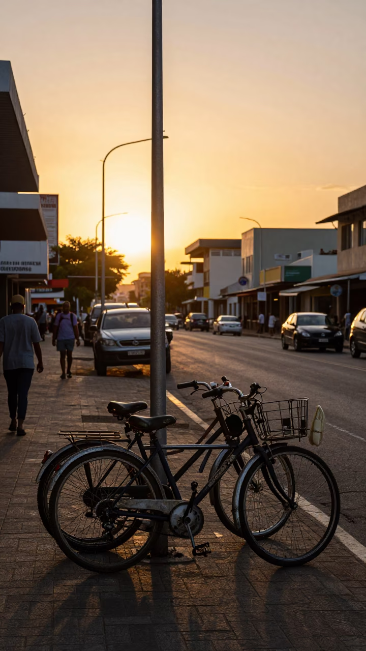 Street Scene in Durban at Golden Hour in in Durban, South Africa