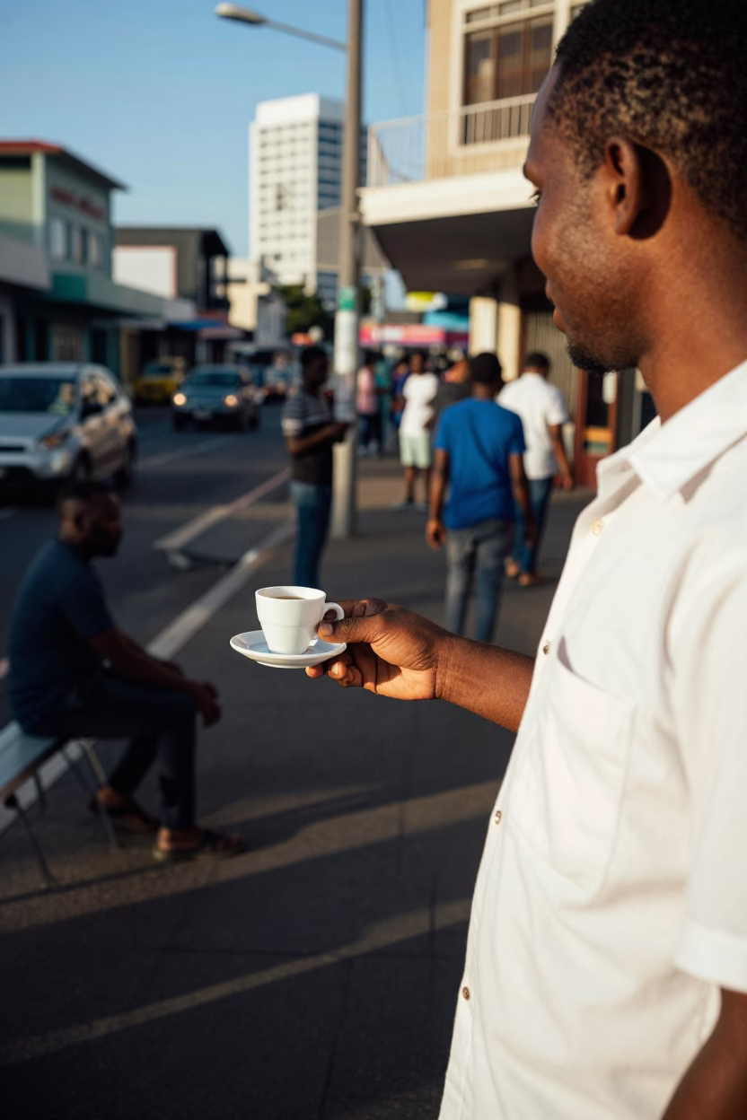Street Scene in Durban at The Late Morning Light in in Durban, South Africa